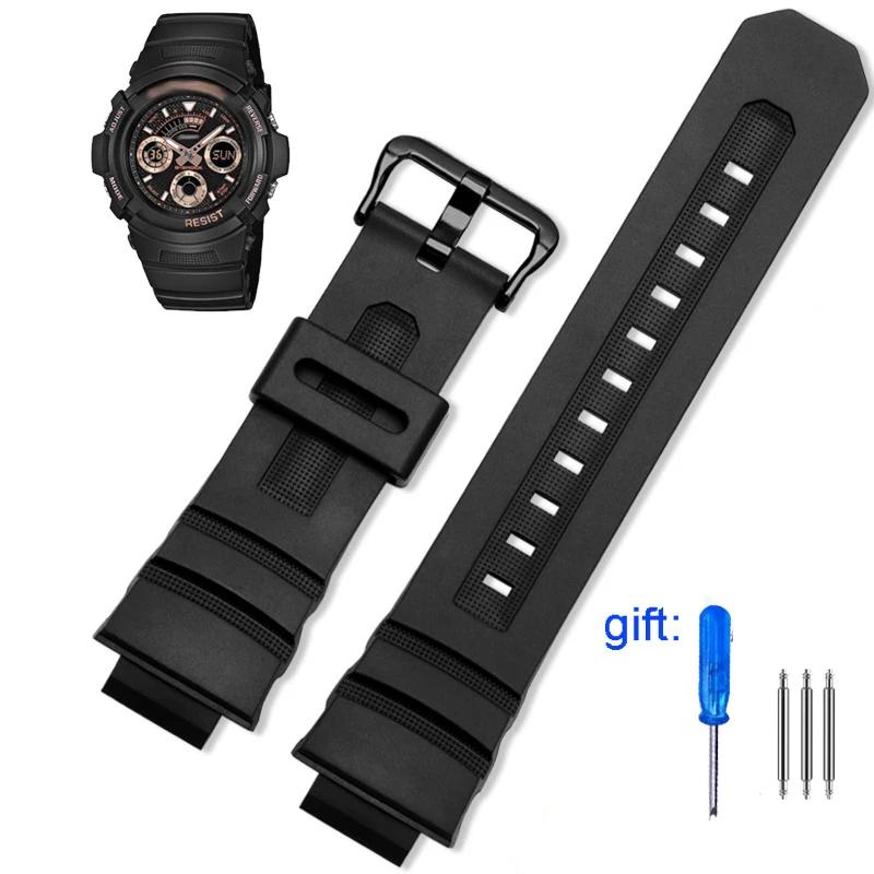 

Premium-Grade Silicone Watch Strap For Casio G-Shock AW-591/590/AWG-M100/101/G-7700/7710 Waterproof Bracelet Watchbands 16mm