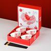 Year of the Horse Ceramic Rice Bowl Set: Includes Bowl, Plate, and Chopsticks - Perfect for Home and Business Gifts