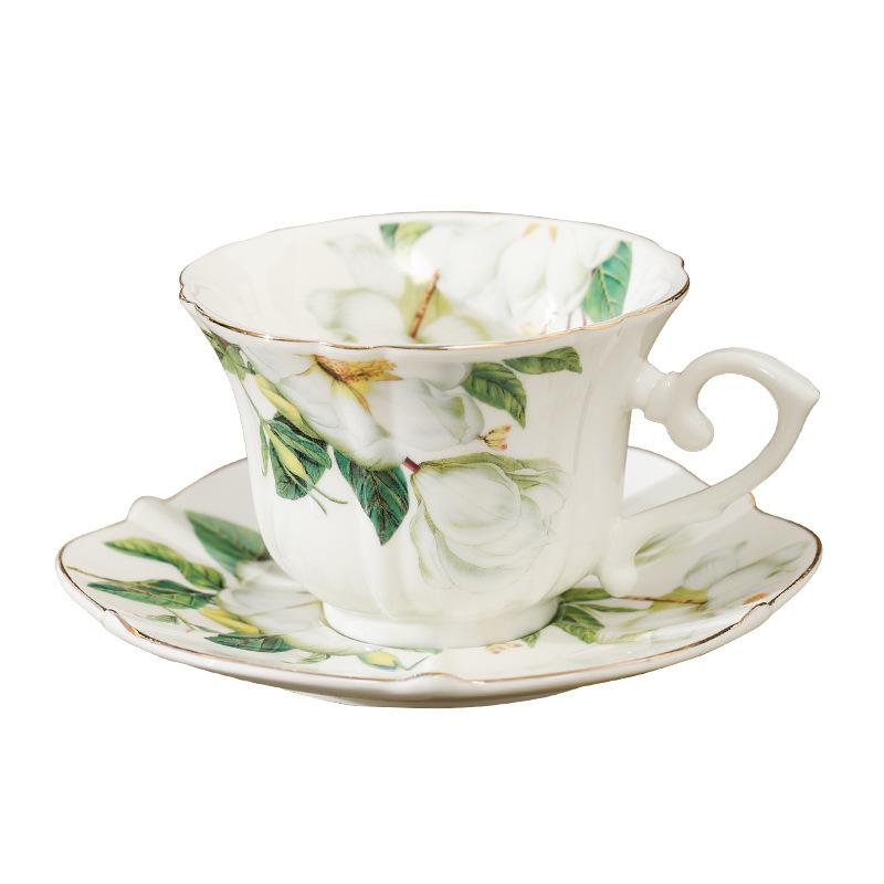 European Phnom Penh Camellia Coffee Cup Saucer Retro Light Luxury Flower Ceramic Cup Home Creative Afternoon Tea Water Cup Gifts