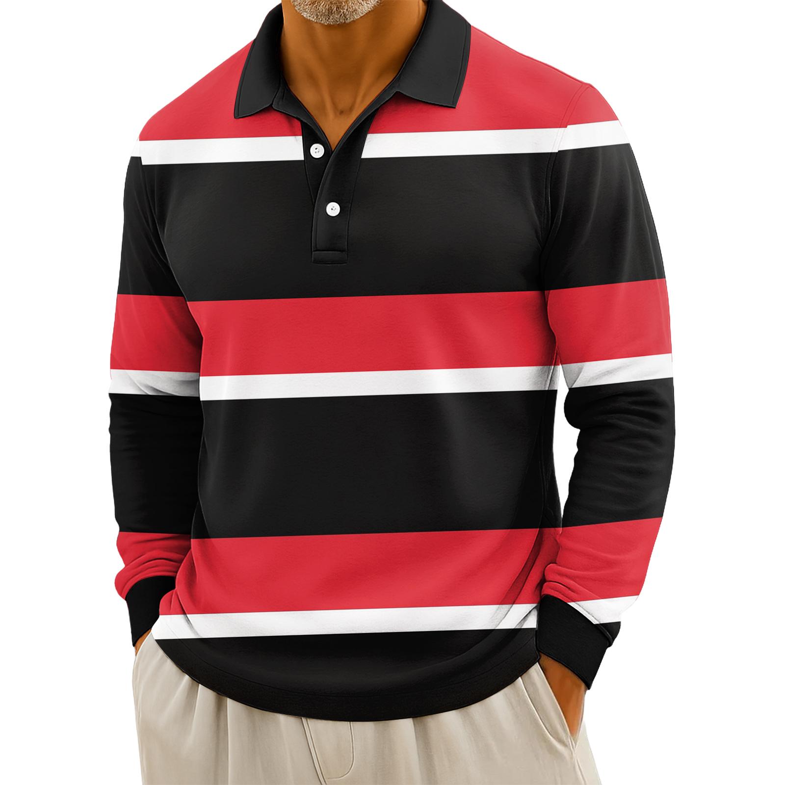 

Мужские повседневные топы с длинными рукавами на пуговицах с полосатым принтом XXXXL белый