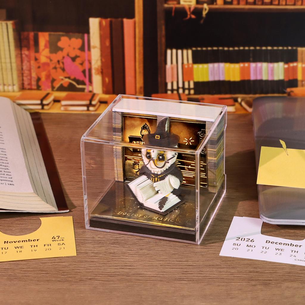 Harry Fans Gift Paper Craft Sculpture Wizard Owl 3D Tear Off Memo Pad Calendar Note Block Light up Desk Memo Notes Paper