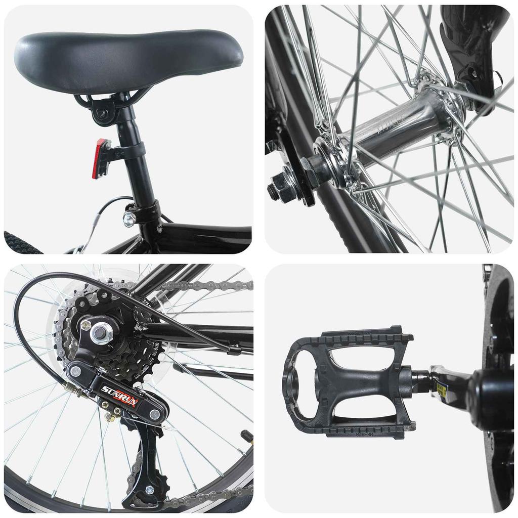 Kids  Bicycle 20 Inch 6 Speed for Ages 6 11 Black