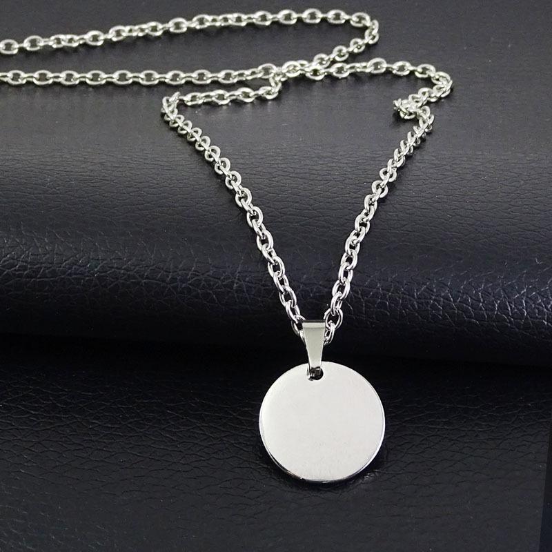 

10pcs round pendant necklaces made of stainless steel with laser engraved graphic and text blank necklaces, gifts for parents pendant 15mm&45 cm