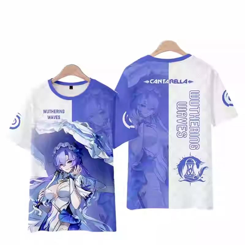 Tricouri Wuthering Waves Cartethyia Imprimate 3D Vară Bărbați Femei Mânecă Scurtă Gât Rotund Tricou Top Harajuku Y2k Anime Cosplay Costum
