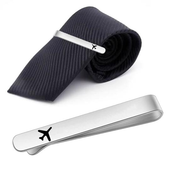 Yousheng 1/2/3/4/5Pcs Tie Clip Airplane Pattern 304 Titanium Steel Tie Clips Nickel-Free Finish Business Meeting Tie Clip Men Weddings Daily Wear