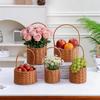 Imitation Rattan Handheld Flower and Fruit Basket for Indoor/Outdoor Decoration and Storage