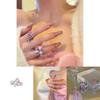 Korean Highend Style Pink Heart Zirconia Chain Ring In 925 Sterling Silver For Fashionforward Women