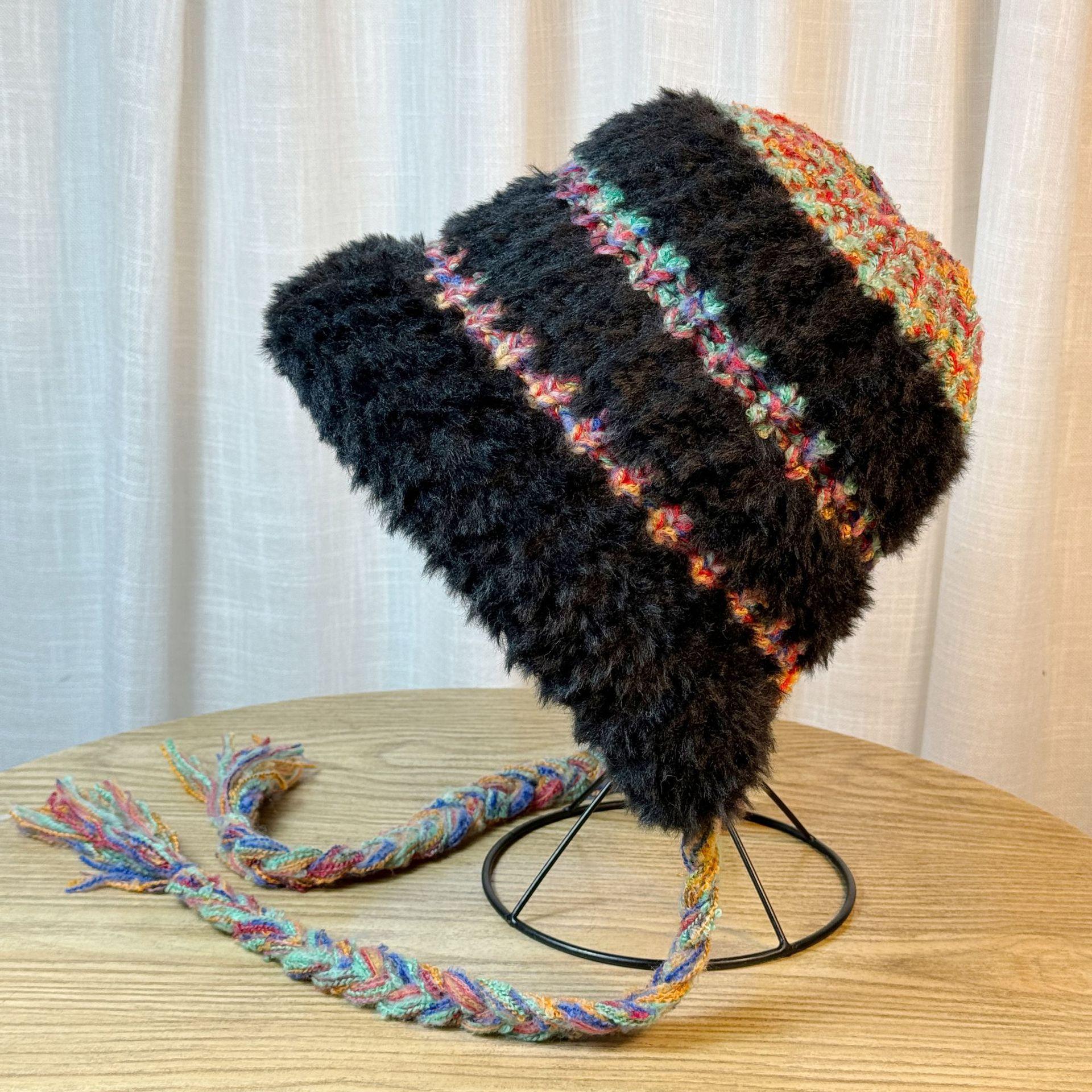 

Big Head Circumference Plush Velvet Huge Face Small Ear Protection Hat Autumn and Winter Warm and Cute Cold Proof Lei Feng Hat Versatile Knitted Hat one size