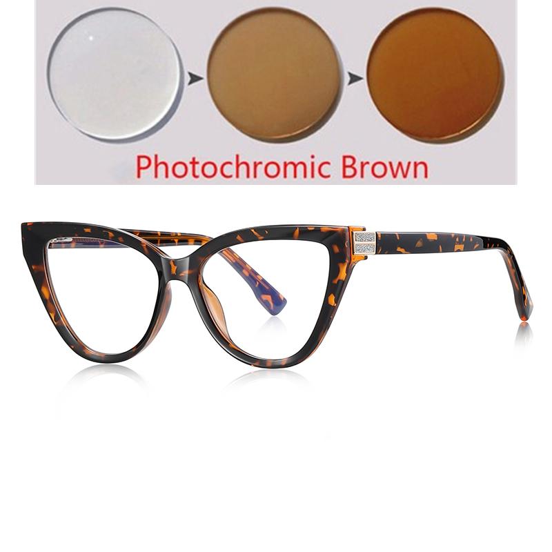Luxury Cat'S Eye Fashion Women Myopia Glasses Big Frame  Anti-Blue Light  Prescription Eyewear -0.5 -0.75 To -6.0