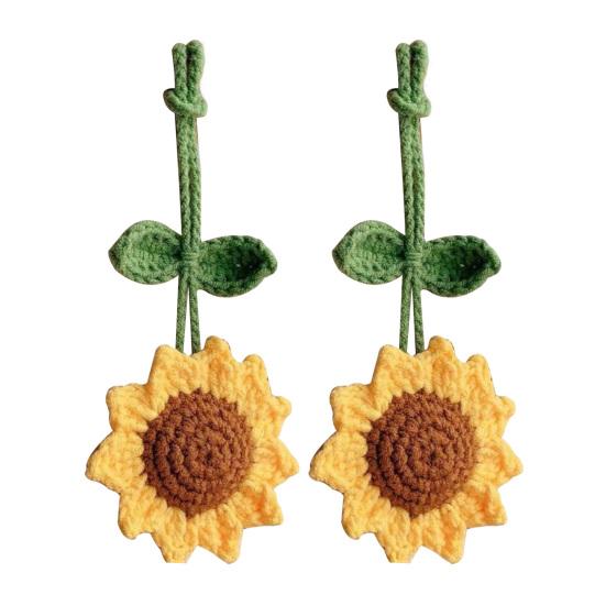 Crocheted Sunflower Pendant Handmade Flower Bag Backpack Charm Pendant Sunflower for Key Ring Handbag