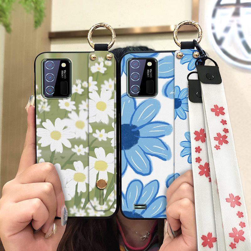 Phone Holder Kickstand Phone Case For Oukitel C25 Dirt-resistant Fashion Design Waterproof Wrist Strap Oil Painting Ring