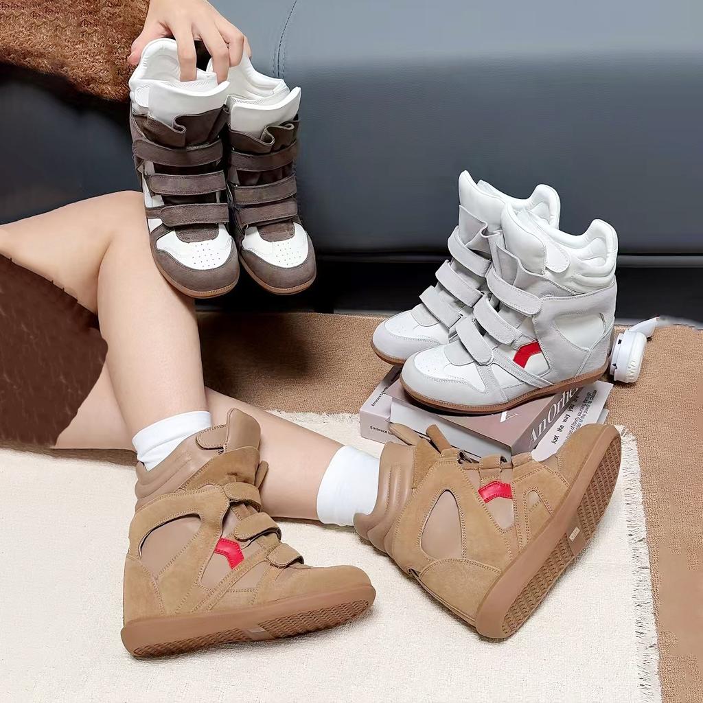 Retro Damen Kurzstiefel mit dicker Sohle Lässige Damen Sneaker mit Höhenvergrößerung High-Top Design Wander-Knöchelstiefel Sportschuhe