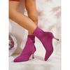 Ladies' Fashionable Knitted Hollow Out High-heeled Short Boots with Elegant Temperament, Soft and Elastic Fabric, Casual and Comfortable Jeans To Wear