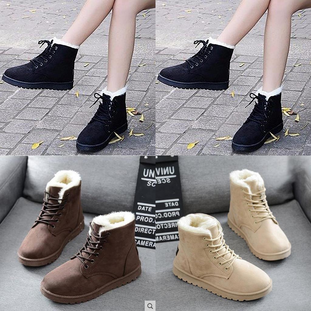 Cozy And Stylish Women's Faux Suede Fur Lined Winter Ankle Snow Boots