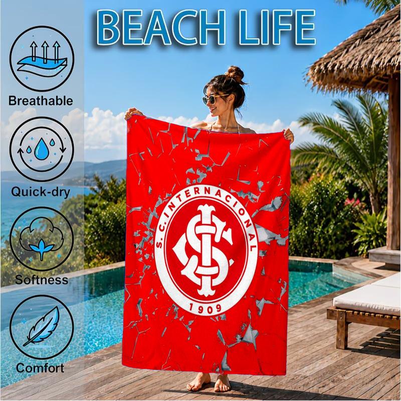 Inter Club Emblem Printed Microfiber Beach Towel, Soft And Absorbent, Quick-Dry, Ideal for Summer Travel, Beach Essential, Swimming Pool