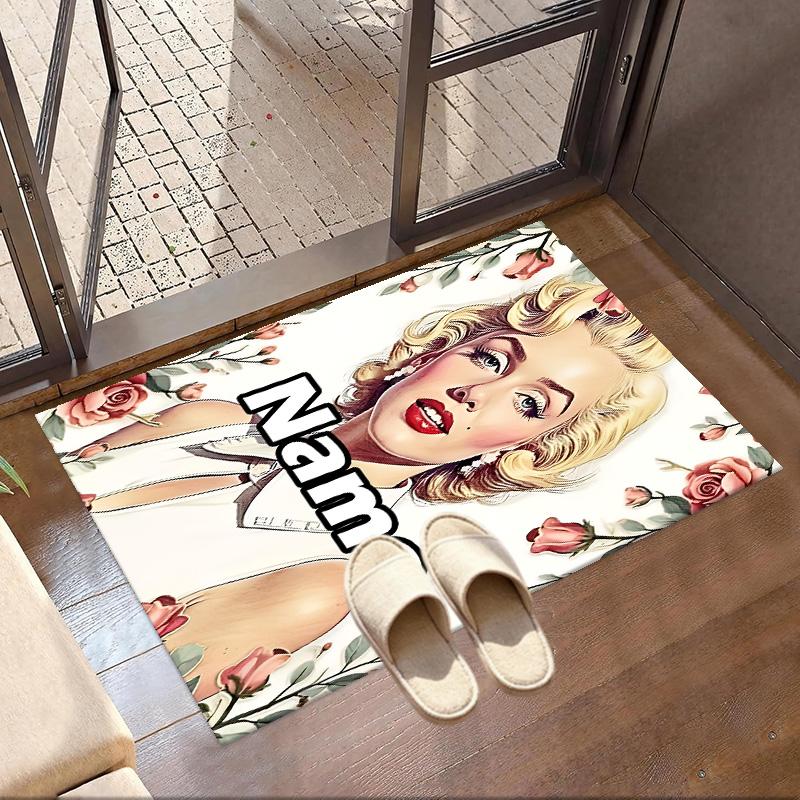 Custom Name Personalized Marilyn Monroe Print Carpet, Versatile Home Decor Rug, for Playroom, Apartment, Balcony, Entryway, Hallway Gift
