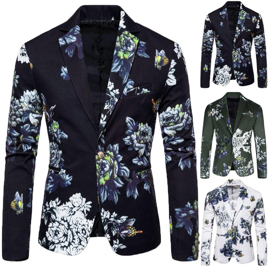 Men's Stylish Casual Print  Business Wedding Party Outwear Coat Suit Tops