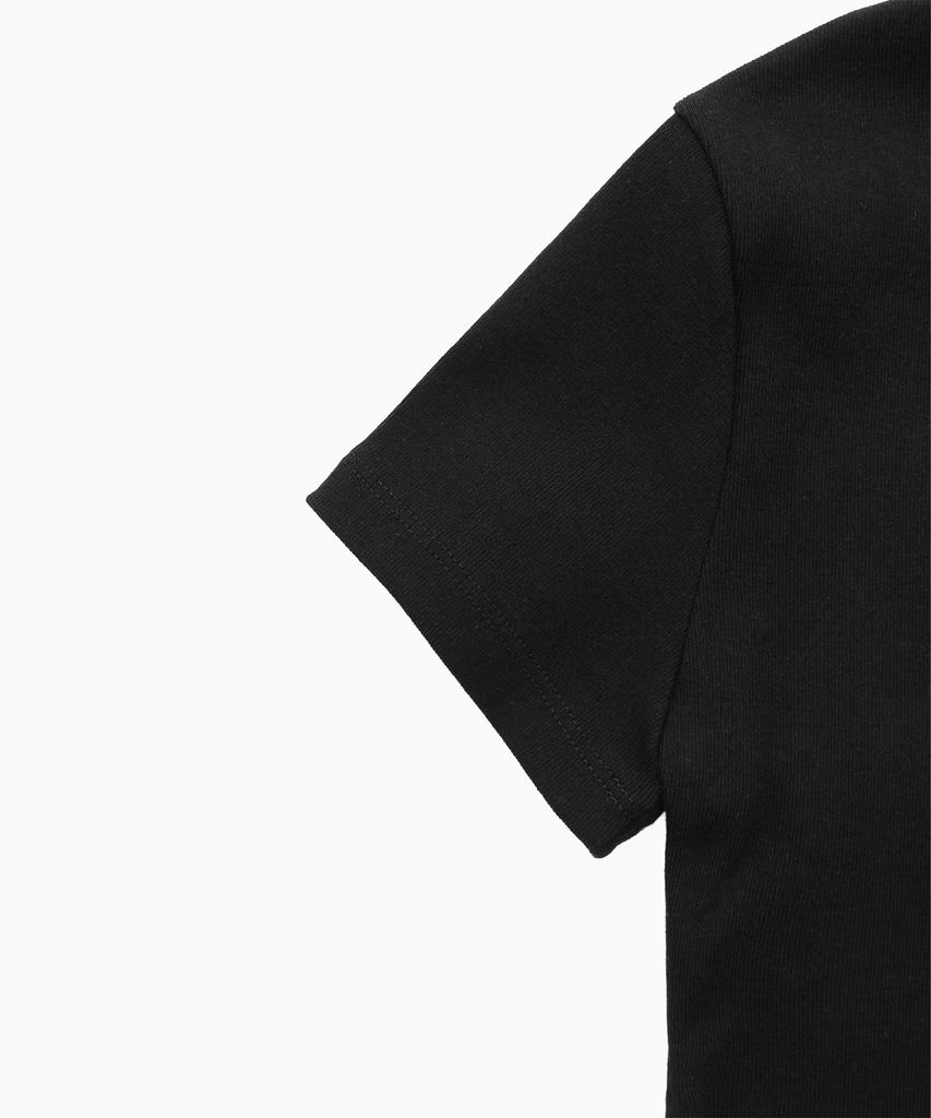 Deodeulimeo Healing Cotton Henley Neck Short Sleeve T-Shirt Black