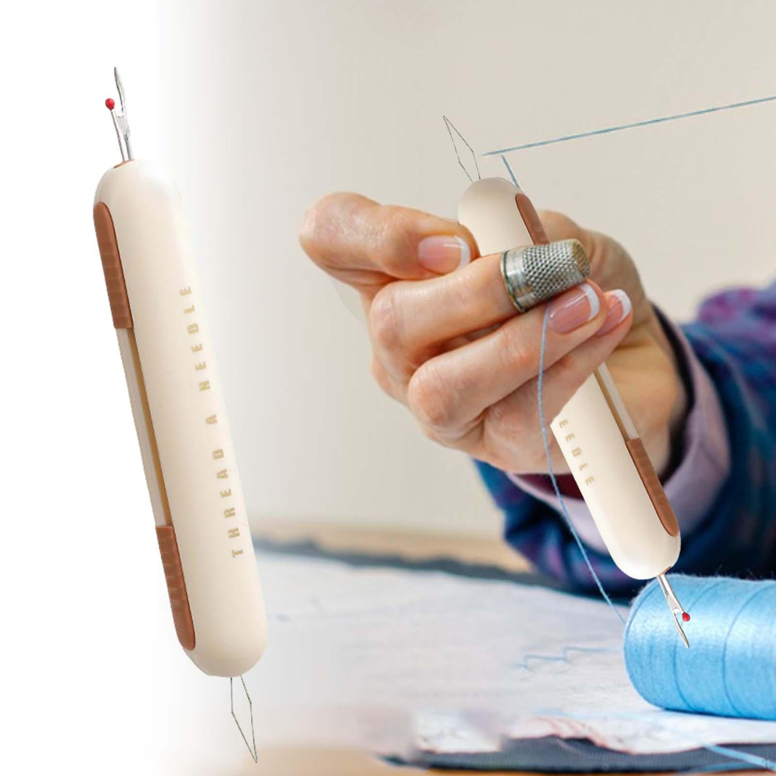 

2 в 1 Швейный нитевдеватель Вспомогательный инструмент для удаления ниток с одежды Легко для квилтинга светло-желтого