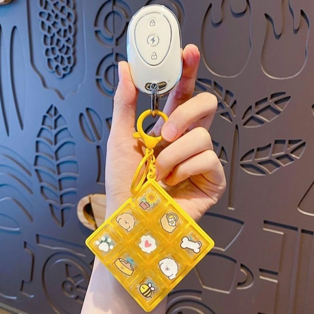 Stress Relief 9 Keys Fidget Keychain Cartoon Keyboard Clicker Keychain Student Gift