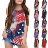 Girls  Kids Summer Crewneck Sleeveless Shirts Tank Tops Independence Day