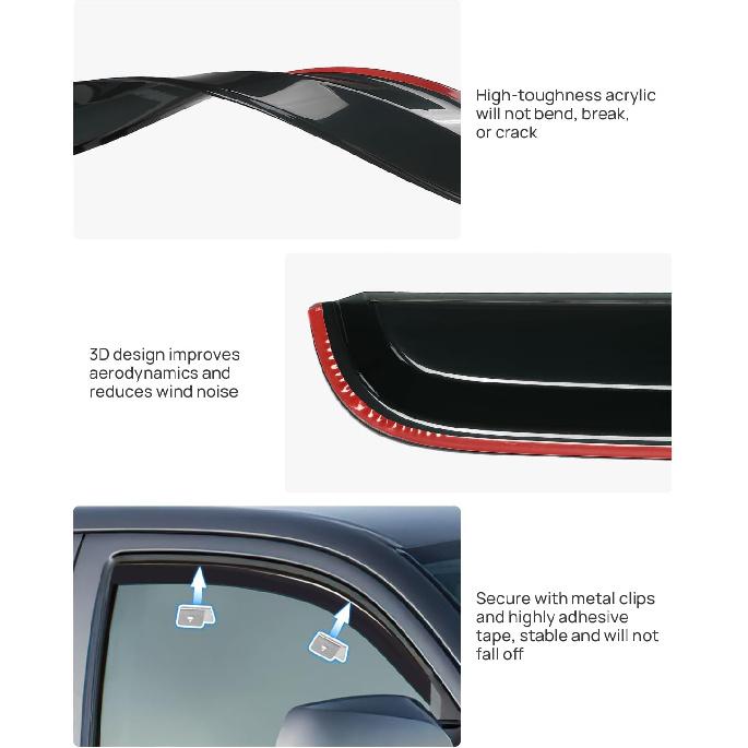 JOYTUTUS In-Channel Rain Guards Compatible With 2005-2015 Tacoma Double Cab Window Vent Visor Window Deflectors Vent Shades Tacoma Accessories