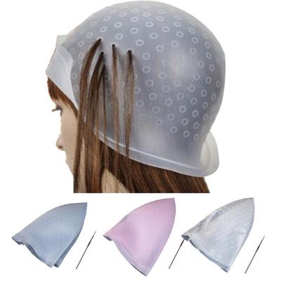Reusable Hair Colouring Highlighting Dye Cap Hat Hook Silicone Hair Coloring Highlighting Cap + Hook