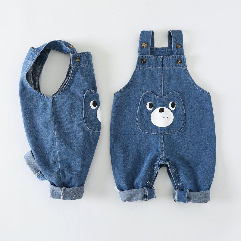 Cartoon Baby Denim Sleeveless Overalls - Cute Spring/Autumn Crawling Romper