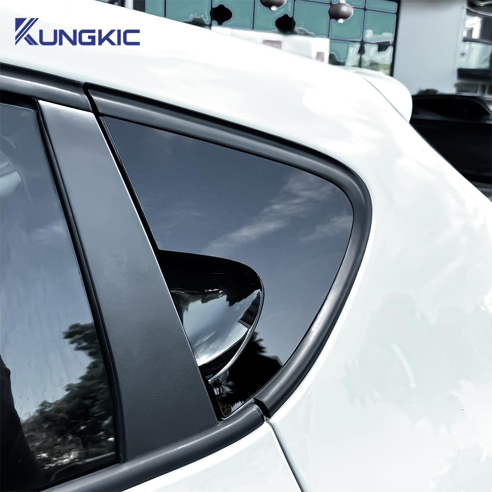 For Seat Leon MK2 1P Altea 2005 2006 2007 2008 2009 2010 2011 2012 Triangle Window Sticker Carbon Fiber Pattern Glossy Black