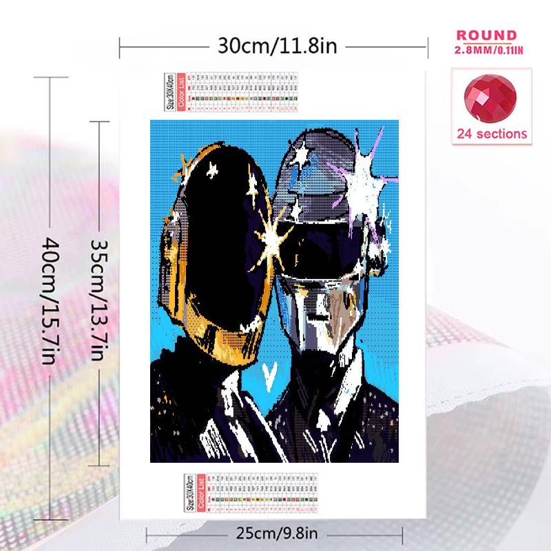 Daft Punk 100% Round Full Drill 5D DIY Diamond Painting Embroidery Cross Stitch Rhinestone Décor