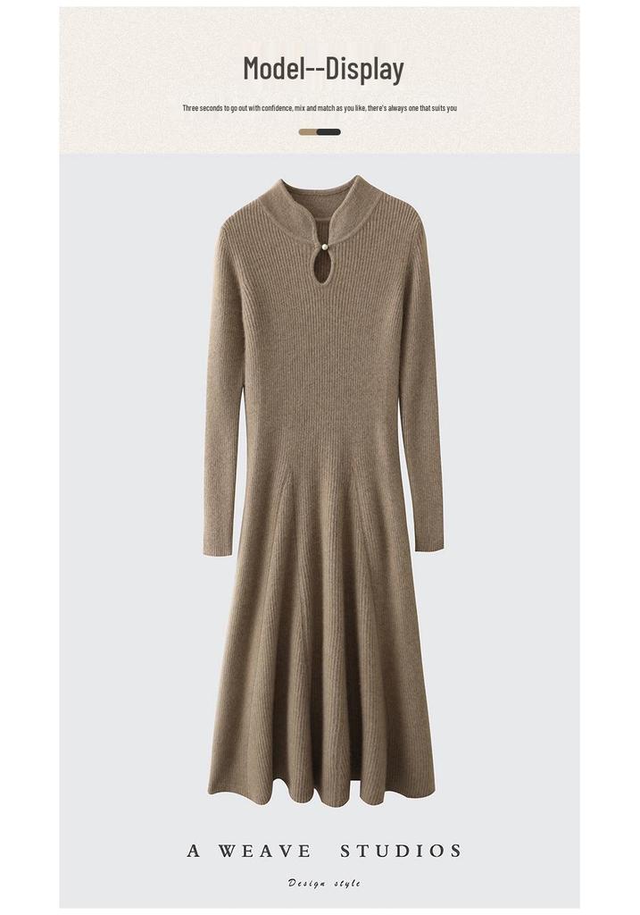 Autumn/Winter Slimming Knitted Pure Wool Fishtail Qipao Dress