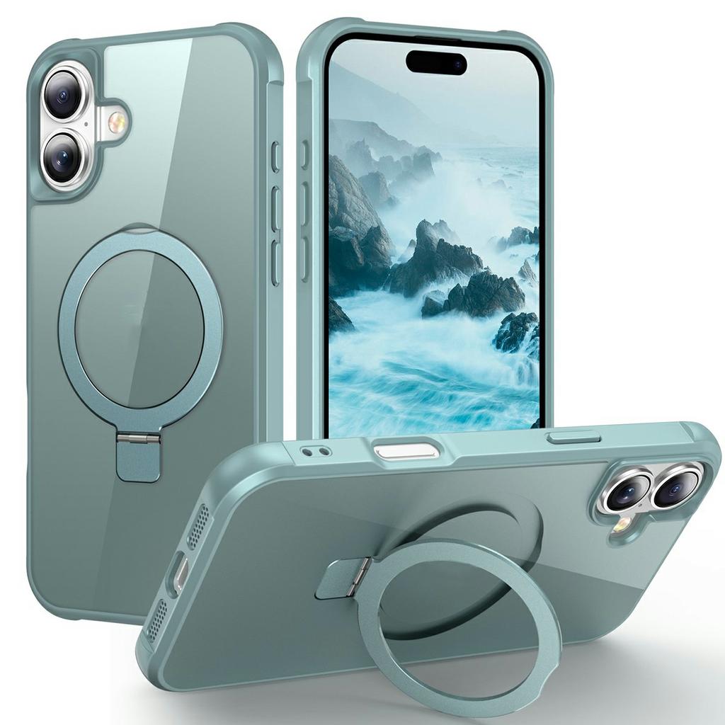 For iPhone 17 Case Compatible with MagSafe Ring Holder Kickstand TPU + PC Phone Cover
