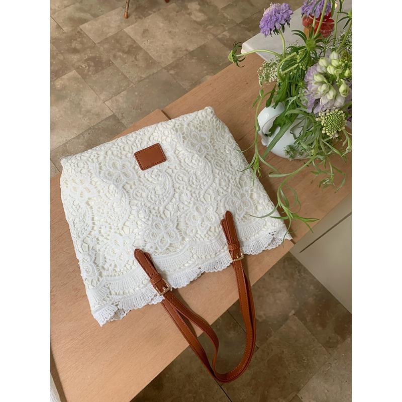 

Miss Lace Tote Bag Women s, New Large Capacity French Handheld Shoulder Bag Fashion Mori Retro белый