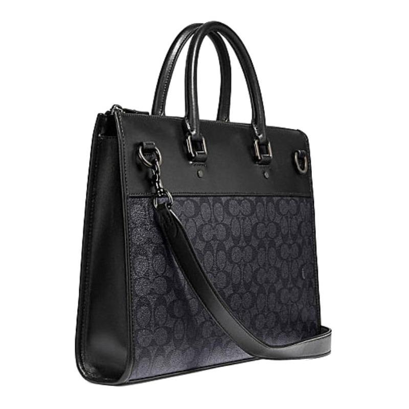 COACH Gotham presbyopia canvas and leather briefcase shoulder crossbody handbag large men's charcoal black