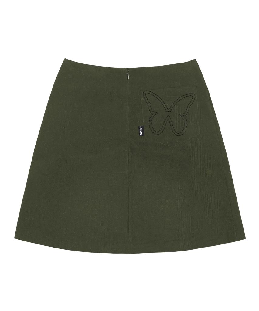 Fancy Club [Nf] Corduroy Buckle Pleated Skirt (Khaki)_F23Zc860