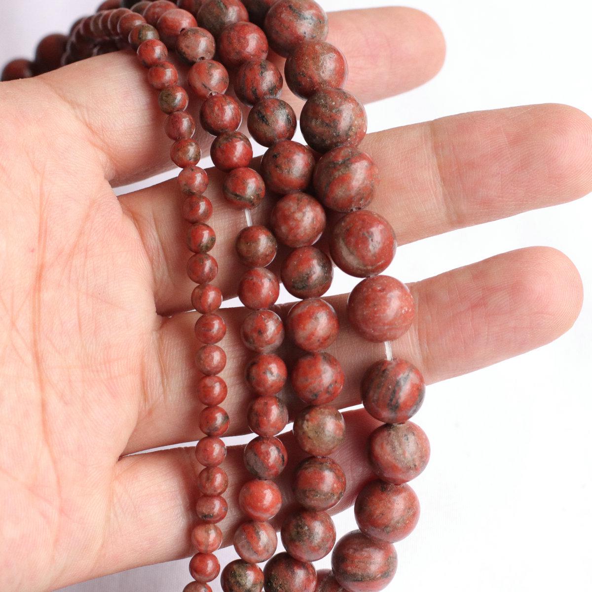 Natural Jade Maifan Stone Sesame Red Round Beads: DIY Jewelry Crafting Accessories
