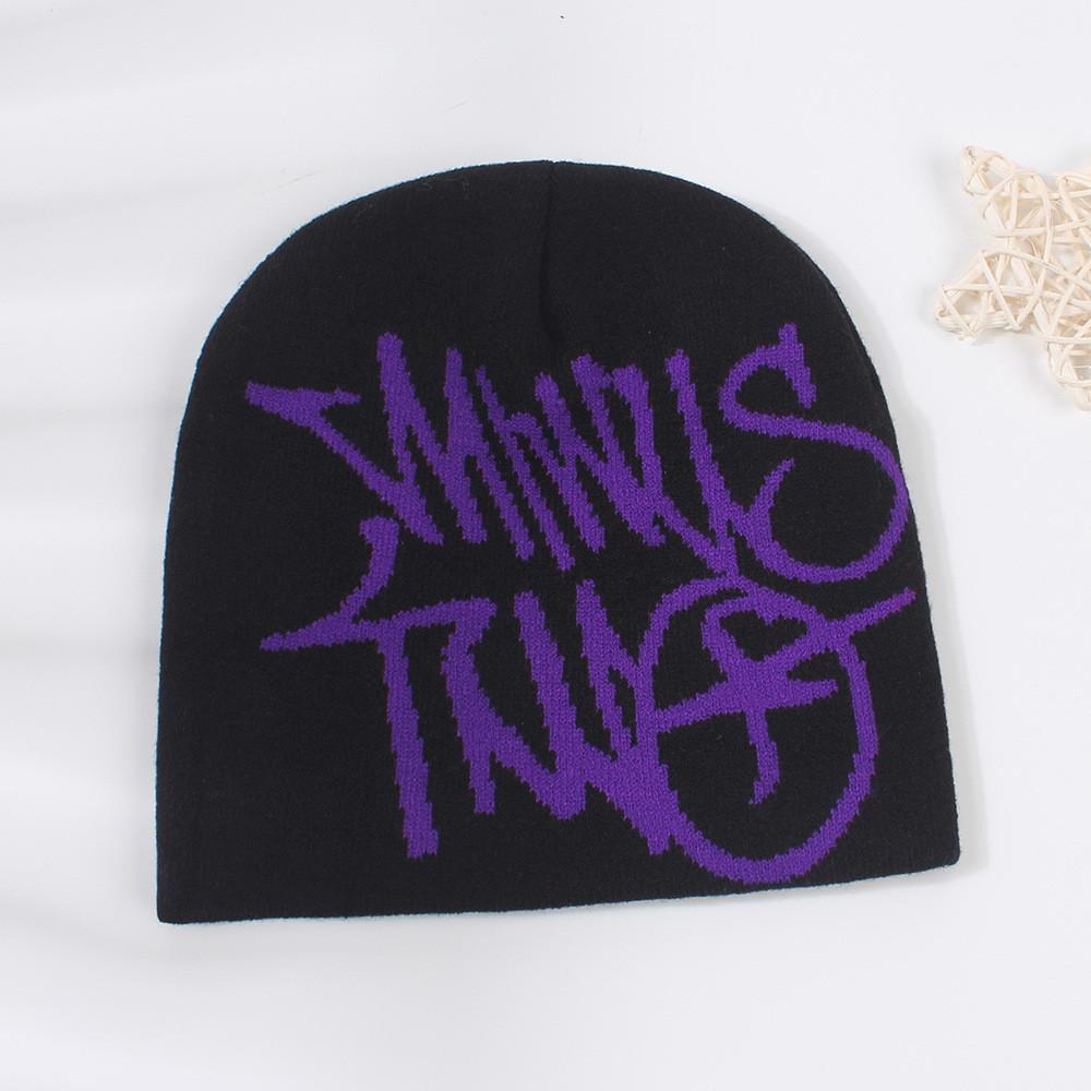 New Arrival Letter Print Knitted Hat Women Star Embroidery Warm Ear Protection Beanie Men