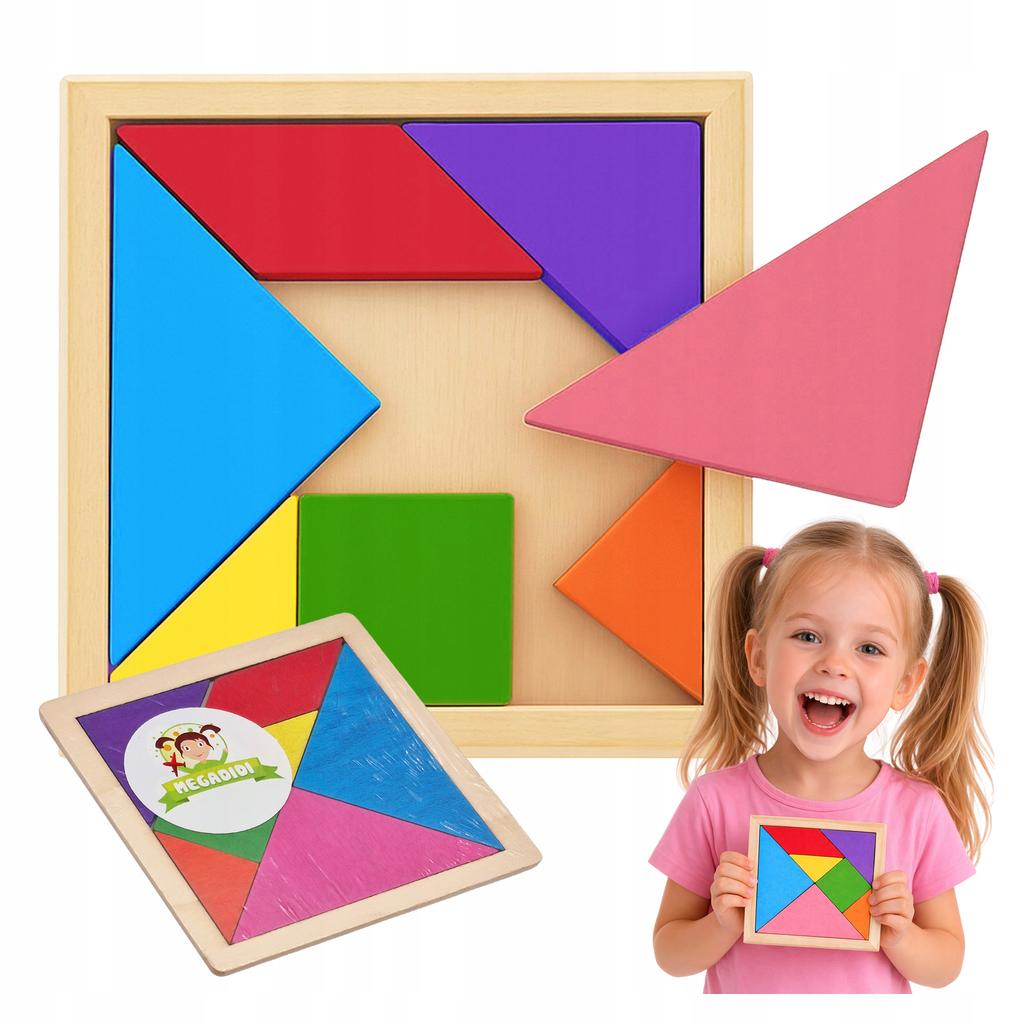 Tangram Mini Gra Logiczna Układanka Kreatywna Klocki Drewniane Puzzle