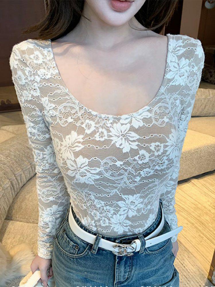 Chic Korean Lace Base Layer Top - Autumn/Winter Sexy & Elegant Temperament