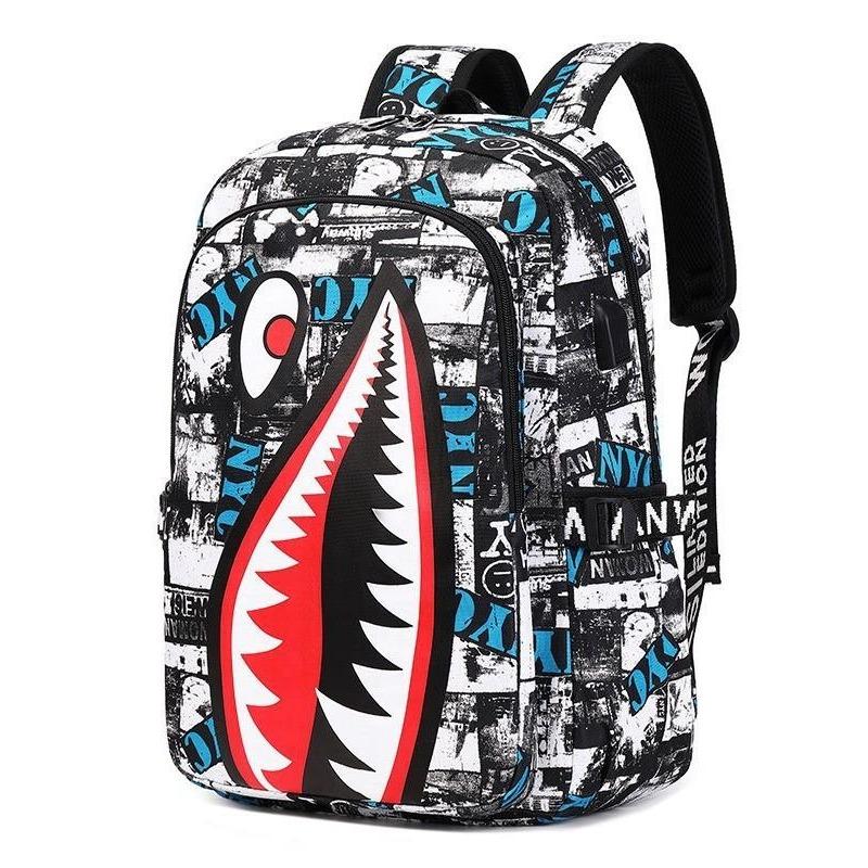 Specially Designed for Elementary School and Children's Backpacks with Shark Personalized Pattern Printing, Large Capacity Lightweight Backpacks