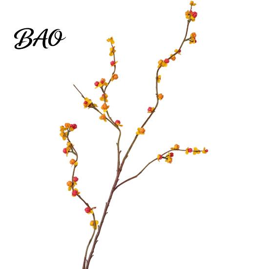 Realistische Imitation Beerenäste Lange Künstliche Bittersüße Zweige, Herbststiele für Vase, Kunstpflanzen Dekorativ Gold Grüne Blätter Thanksgiving