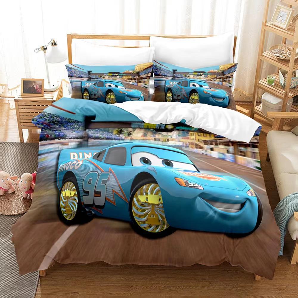 3D Digital Printing Three-Piece Anime Cars Quilt Cover Bedding Bedding Kit