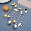 Cartoon Hanging Cup Teaspoons Stainless Steel Smooth Edges Coffee Stirring Spoon Cat Fish Design Milk Spoon Fruit Eating