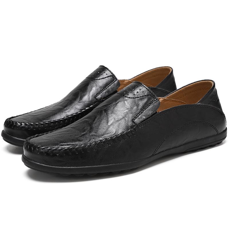 

Большой размер 47 Мужская повседневная обувь Кожаные мокасины Дышащие слипоны Лоферы для вождения Итальянский люксовый бренд 38 чёрный
