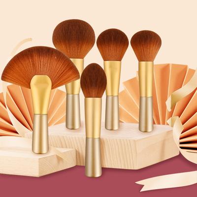 Pennello Grande a Ventaglio per Trucco Pennello per Contouring Pennello a Ventaglio Champagne Pennello per Cipria Libera Pennello per Fard Pennello per Polvere Miele
