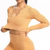 European & American Seamless Knitted Yoga Set: Peach Butt Sports Shorts & Short Sleeve Bra Vest for Summer Fitness