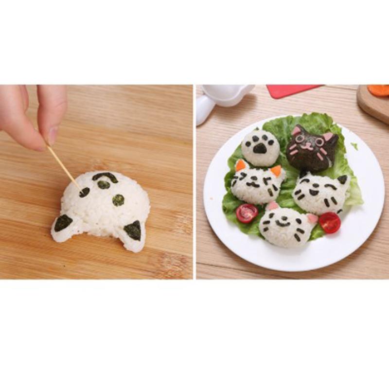 1 Sett Søt Smilende Katt Sushi Risform Dekor Kutter Sandwich DIY Verktøy