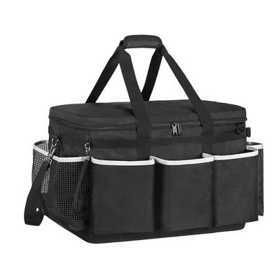 Cleaning Tote Bag with Strap Hard Bottom and Multiple Inner Pockets Spacious Organizer for Car Washing and Household Supplies