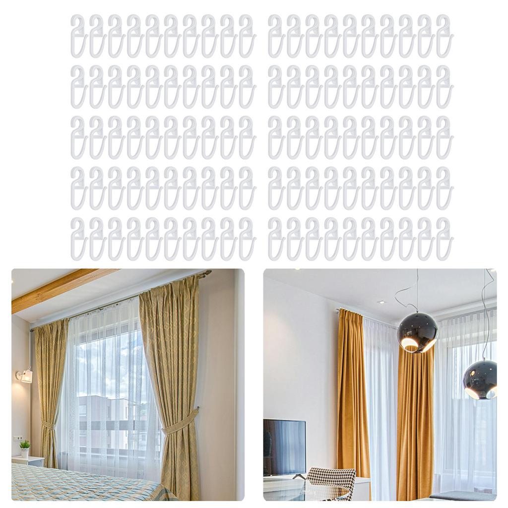 100Pcs Curtain Movement Essential S Shaped Quiet Track Glider Hook Track Drapery Hook