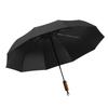 10-Bone Automatic Wooden Handle Lettering Umbrella Men's Umbrella Three-fold Umbrella Parasol
